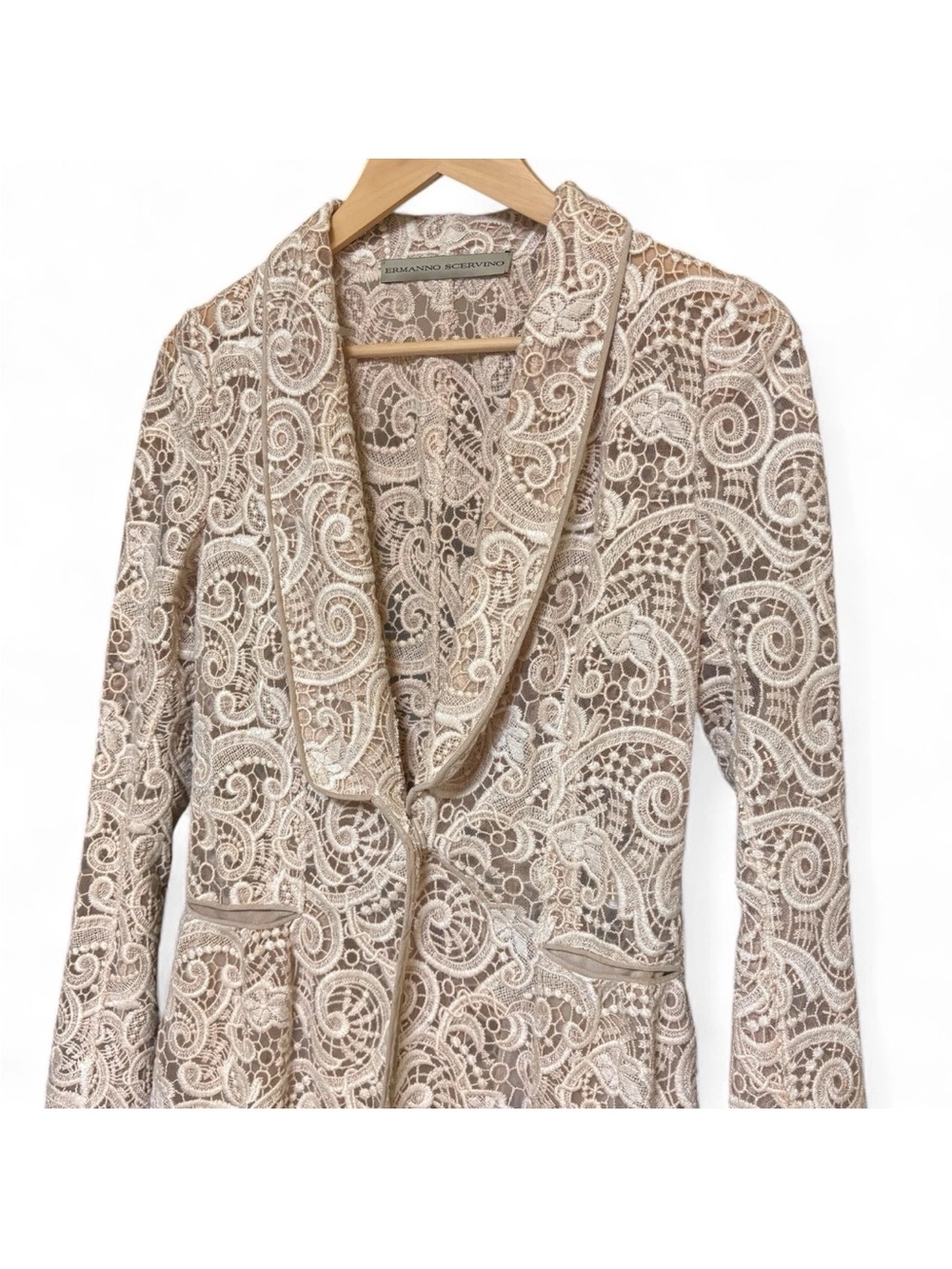 Ermanno Scervino Beige Lace Blazer Jacket Sz 42